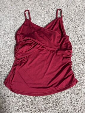Women’s Ruched V-Neck Cami Tank Top - Wine